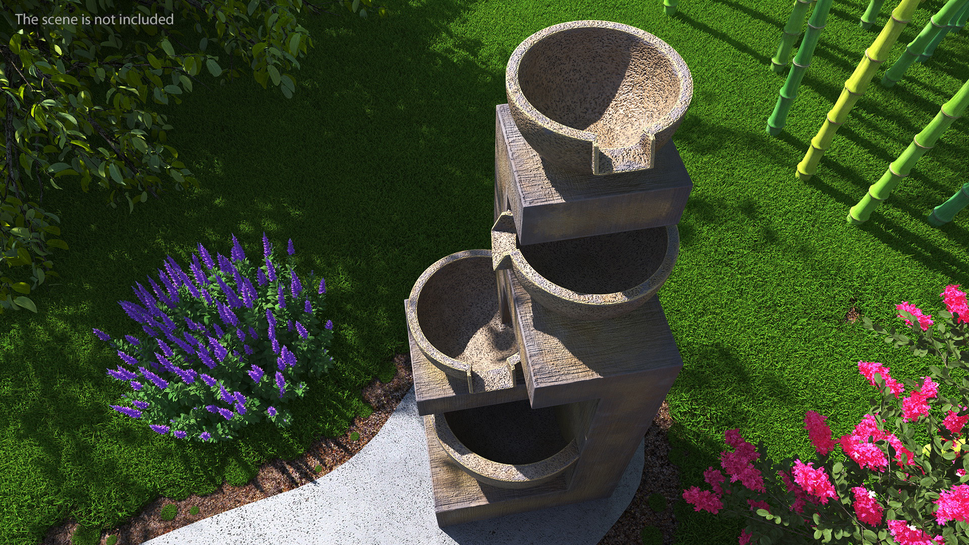 Stone Bowl Garden Fountain Empty 3D