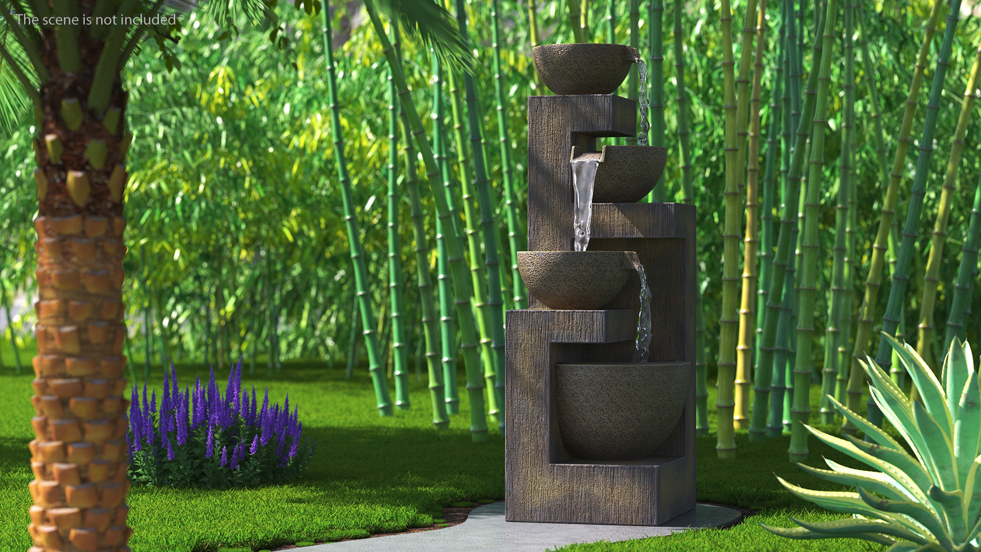 Stone Bowl Garden Fountain Empty 3D