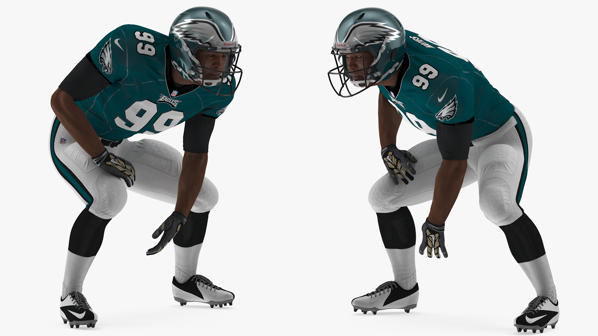 3D Philadelphia Eagles American Football Player Crouching Fur model