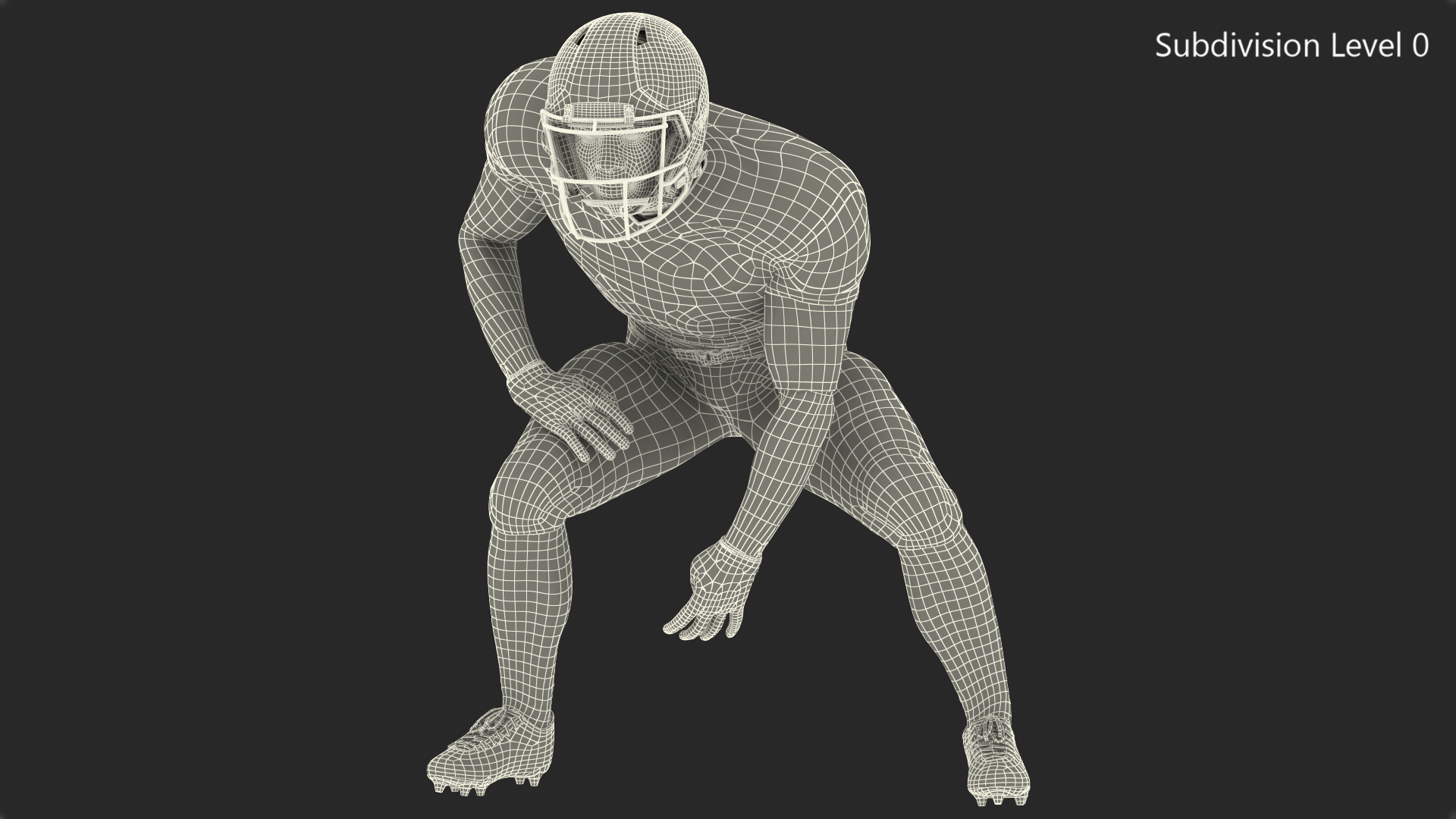 3D Philadelphia Eagles American Football Player Crouching Fur model