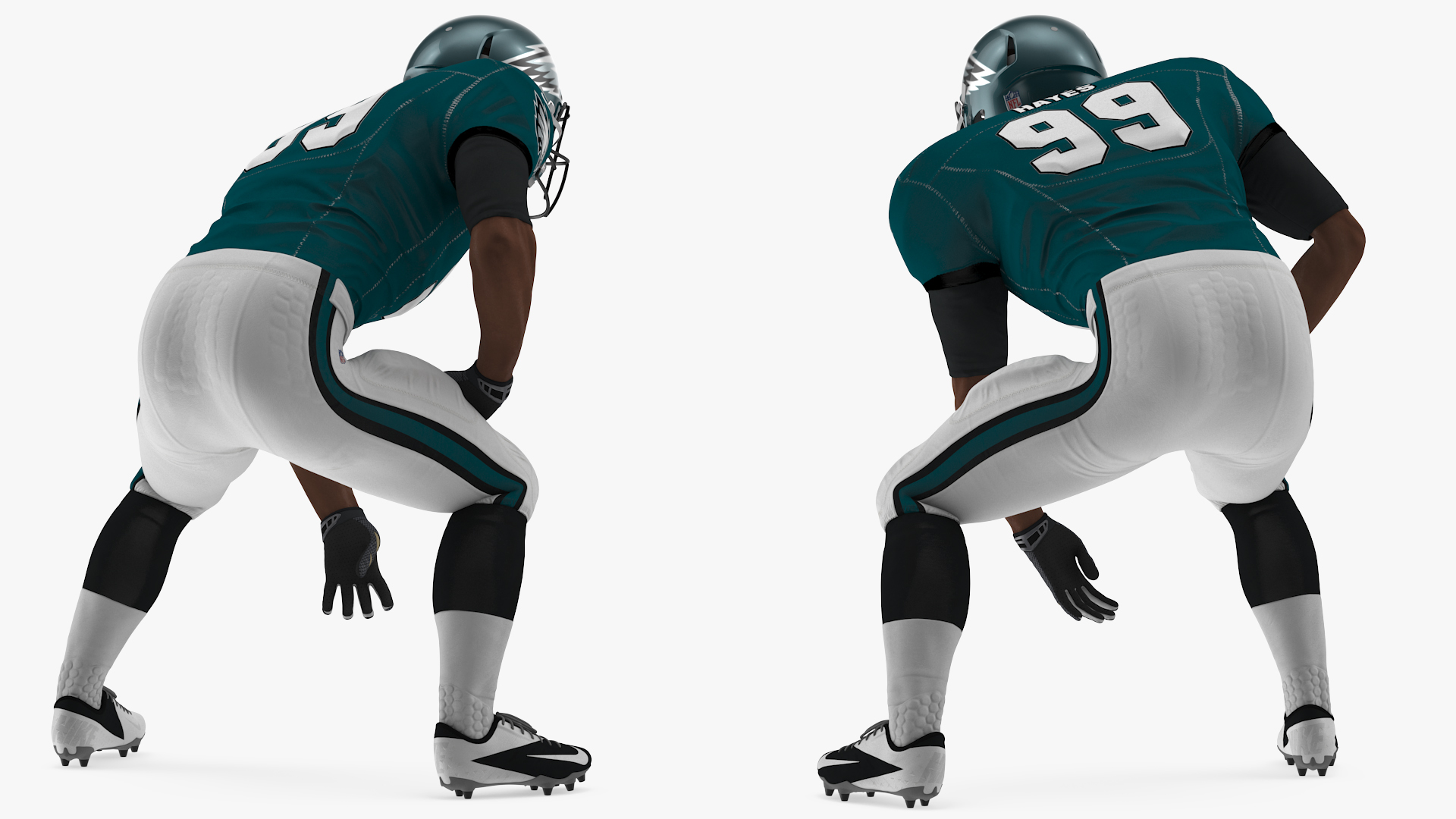 3D Philadelphia Eagles American Football Player Crouching Fur model