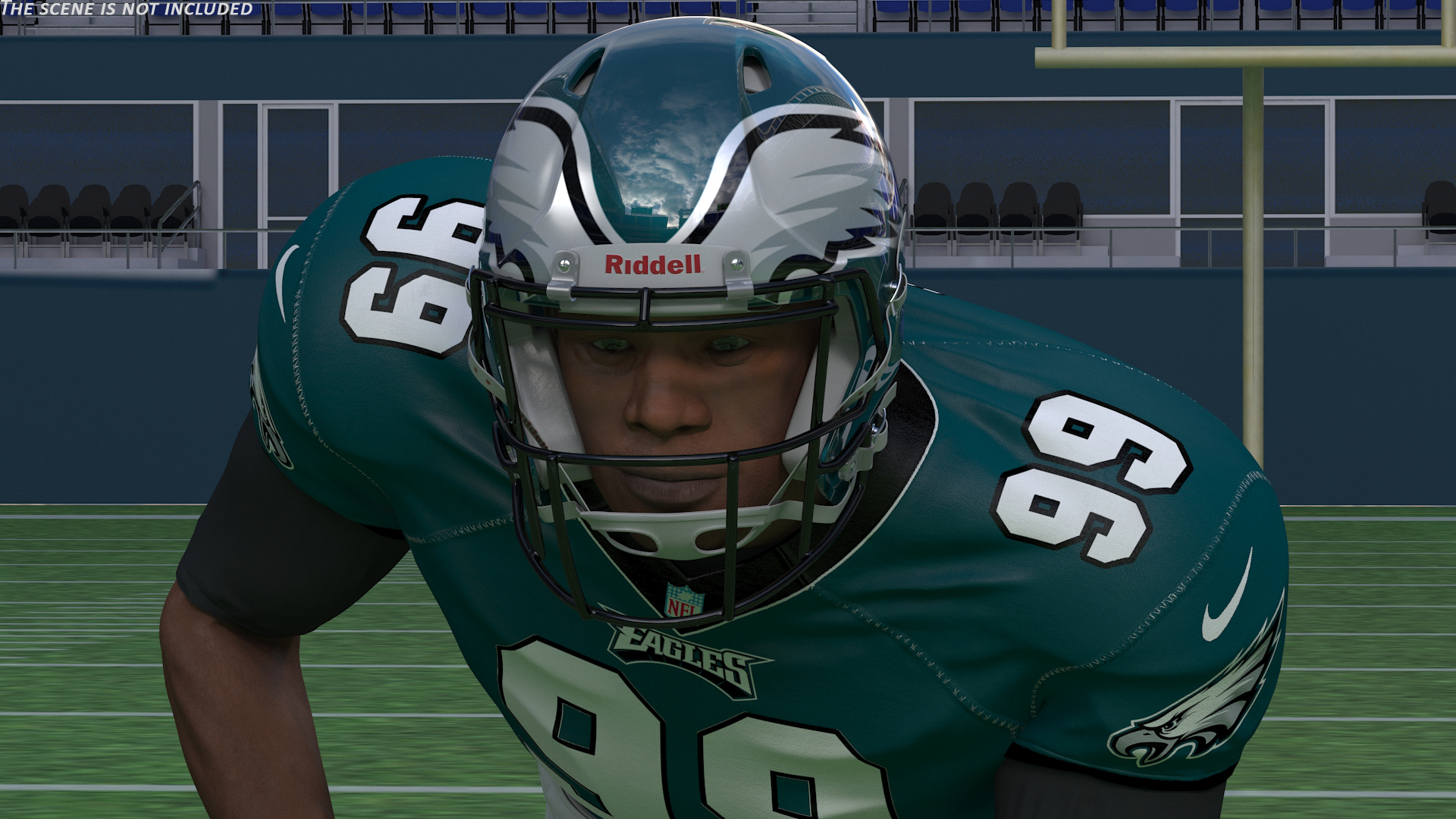 3D Philadelphia Eagles American Football Player Crouching Fur model