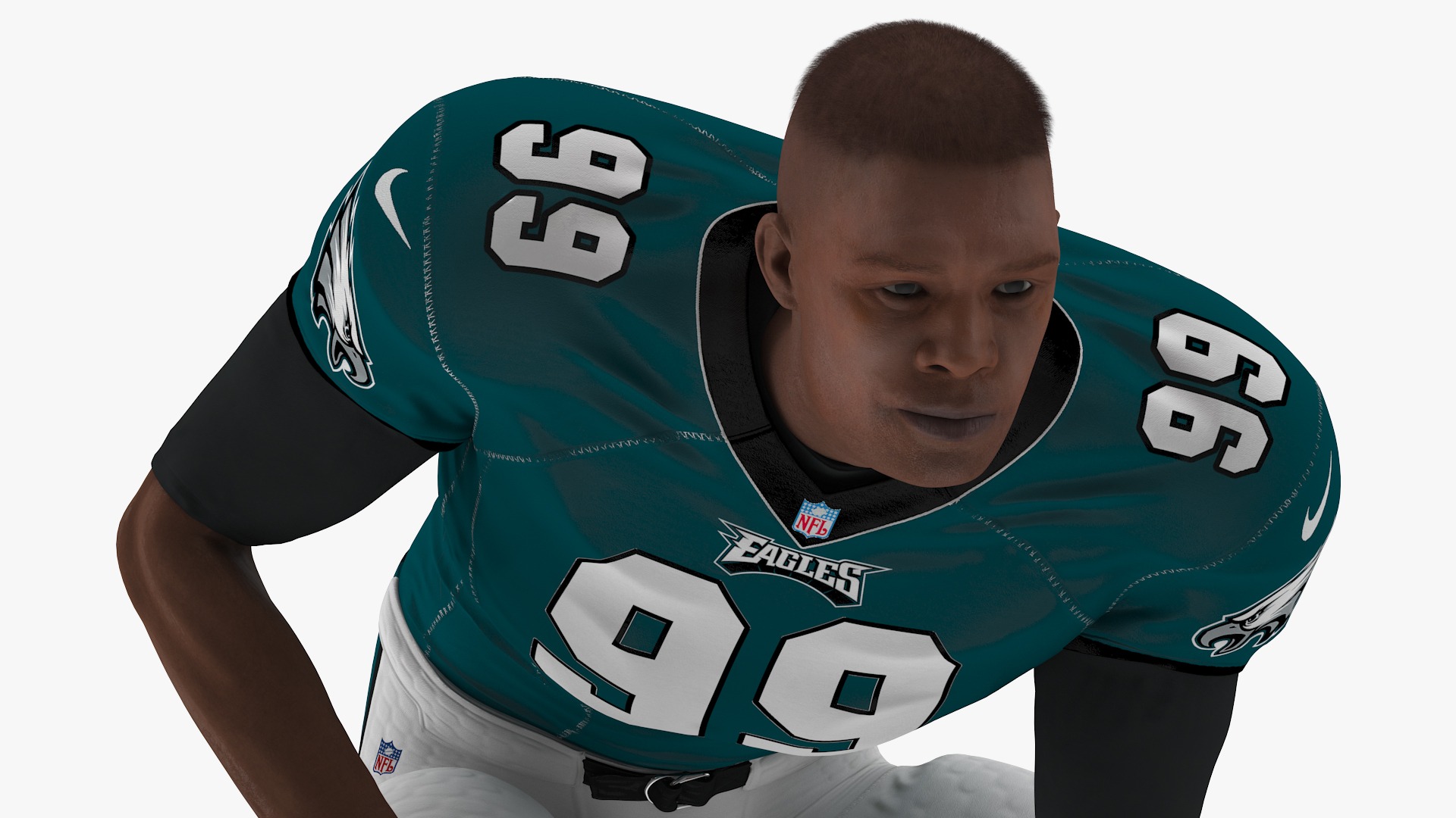 3D Philadelphia Eagles American Football Player Crouching Fur model