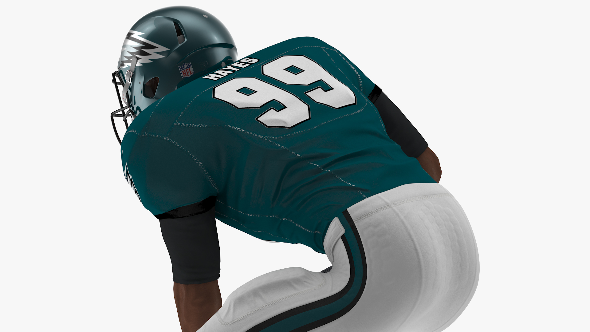 3D Philadelphia Eagles American Football Player Crouching Fur model