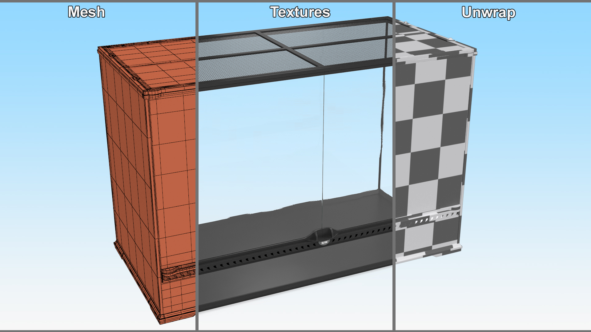 3D Empty Large Terrarium for Serpents and Lizards