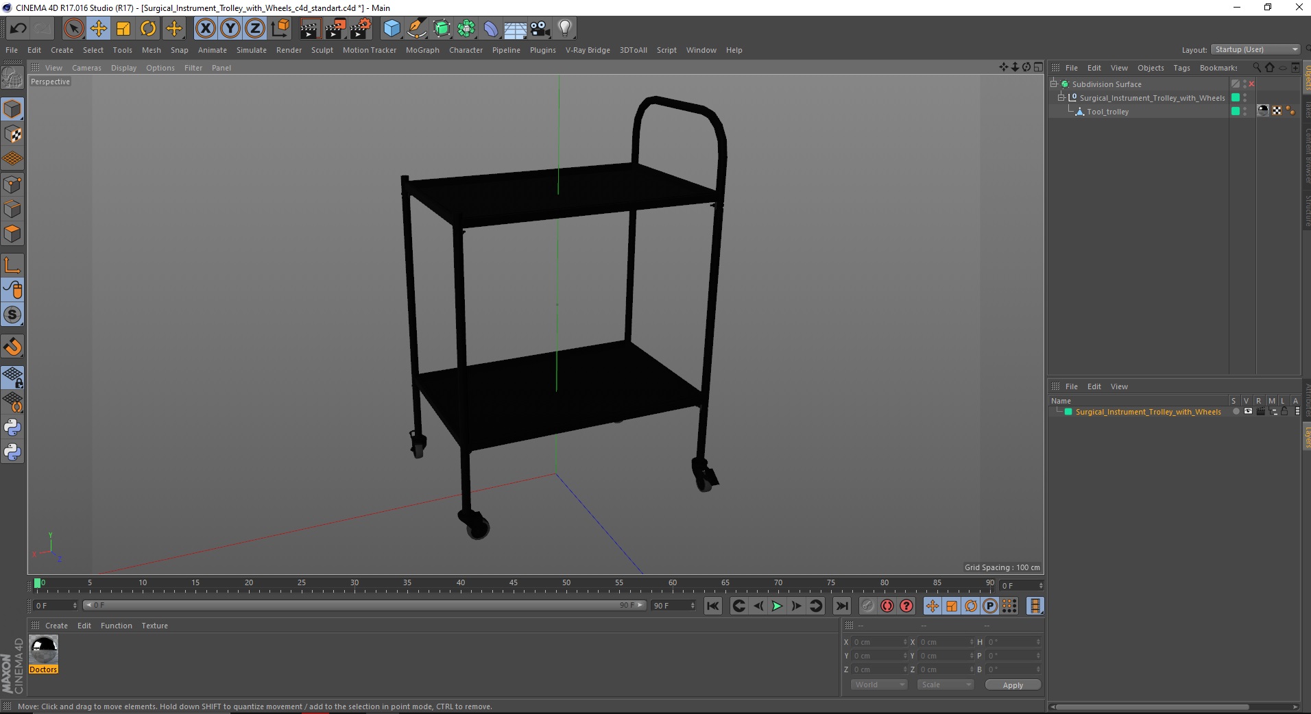 Surgical Instrument Trolley with Wheels 3D model