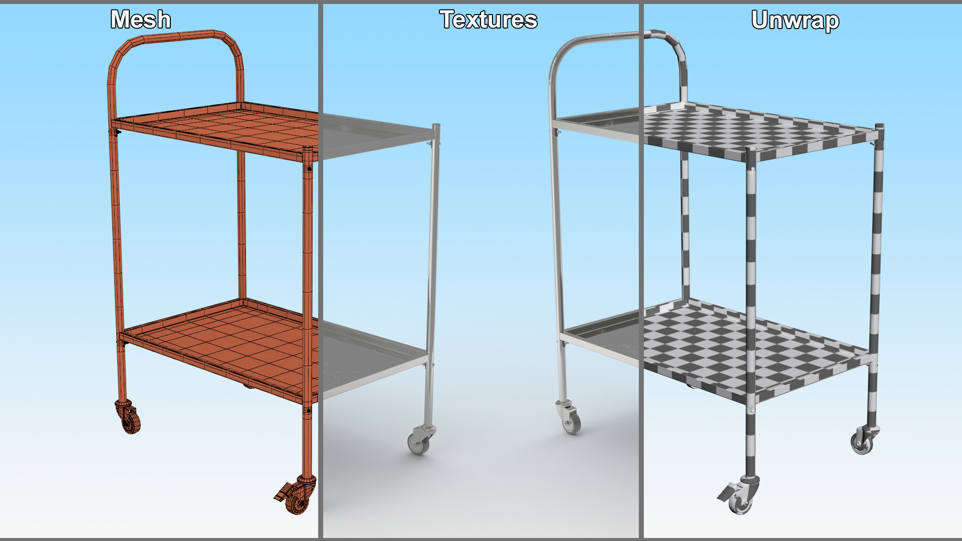 Surgical Instrument Trolley with Wheels 3D model