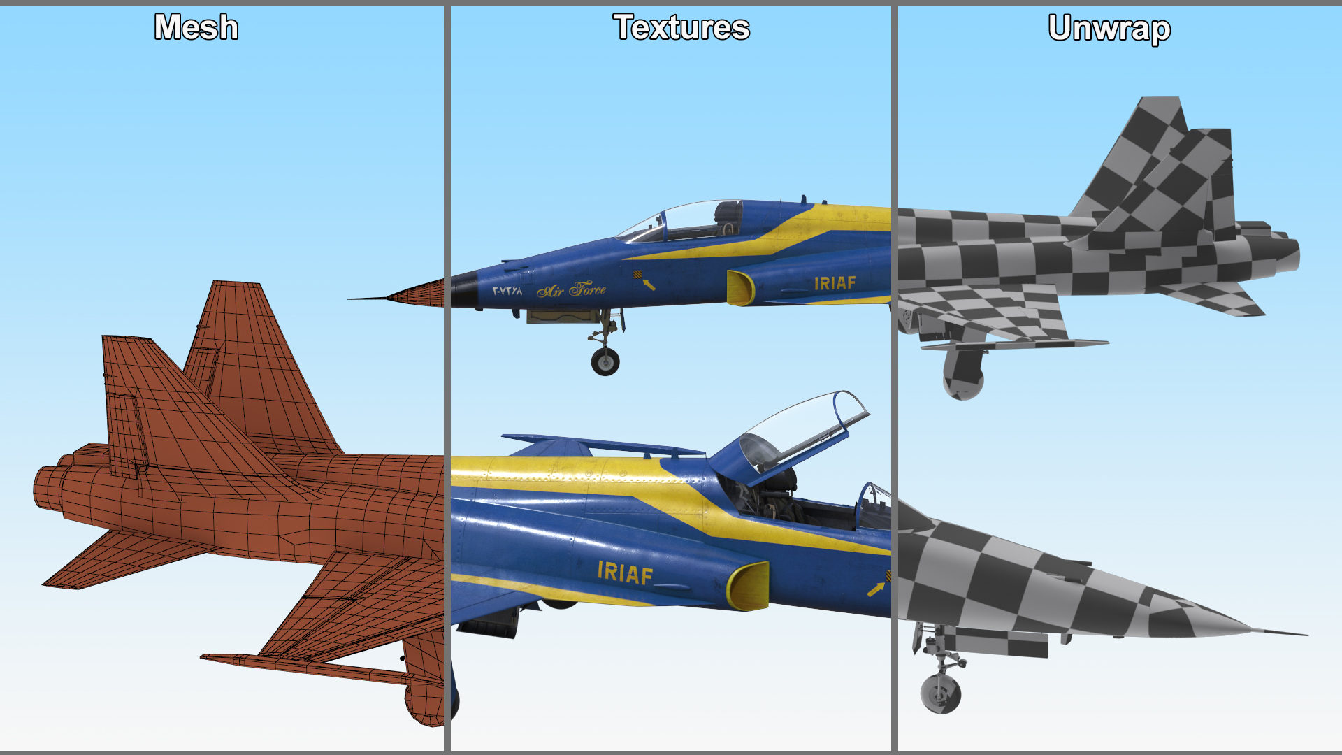 HESA Saeqeh Iranian Aircraft without Rockets Blue 3D model