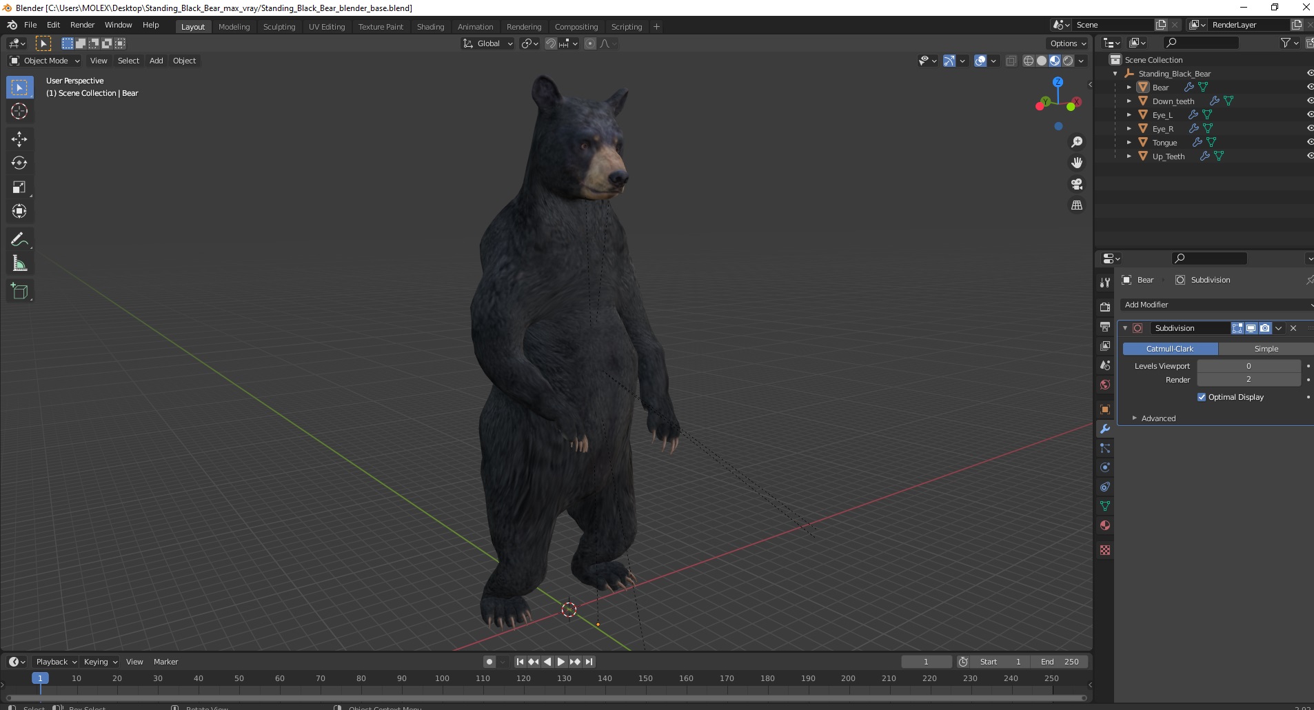 Standing Black Bear 3D model