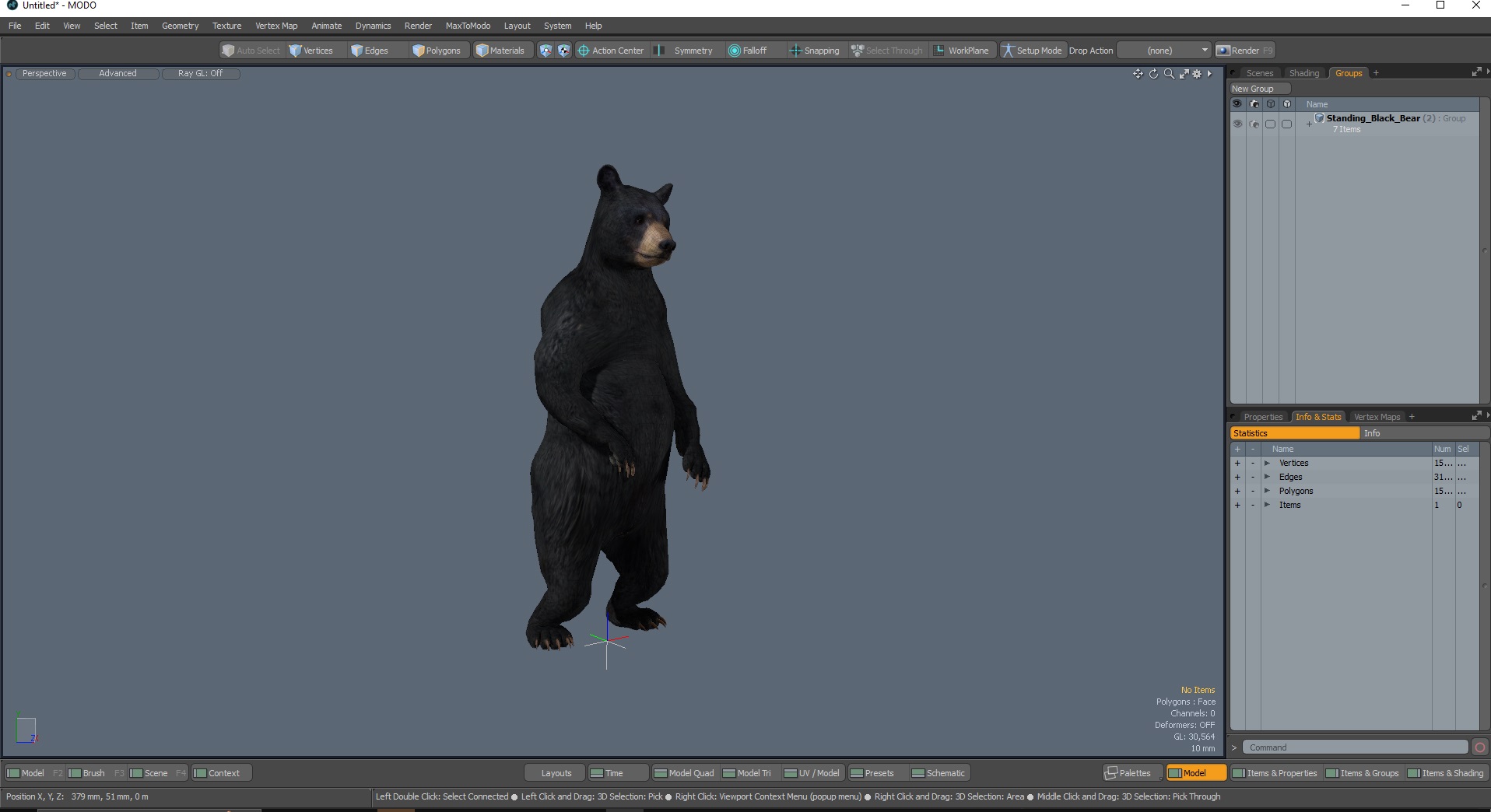 Standing Black Bear 3D model