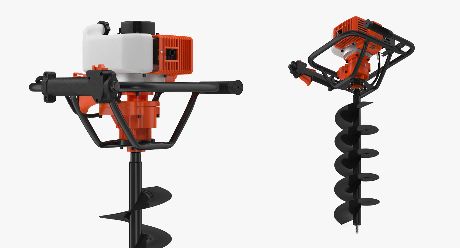 Construction Worker with Earth Auger Drill 3D