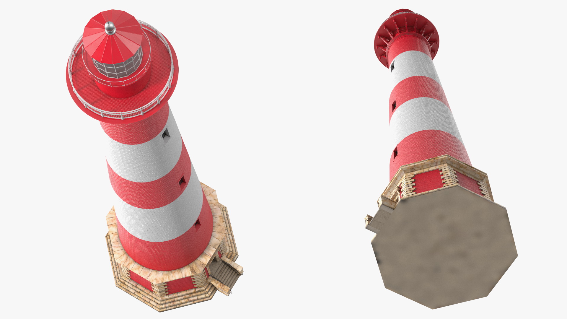 Red and White Striped Lighthouse 3D