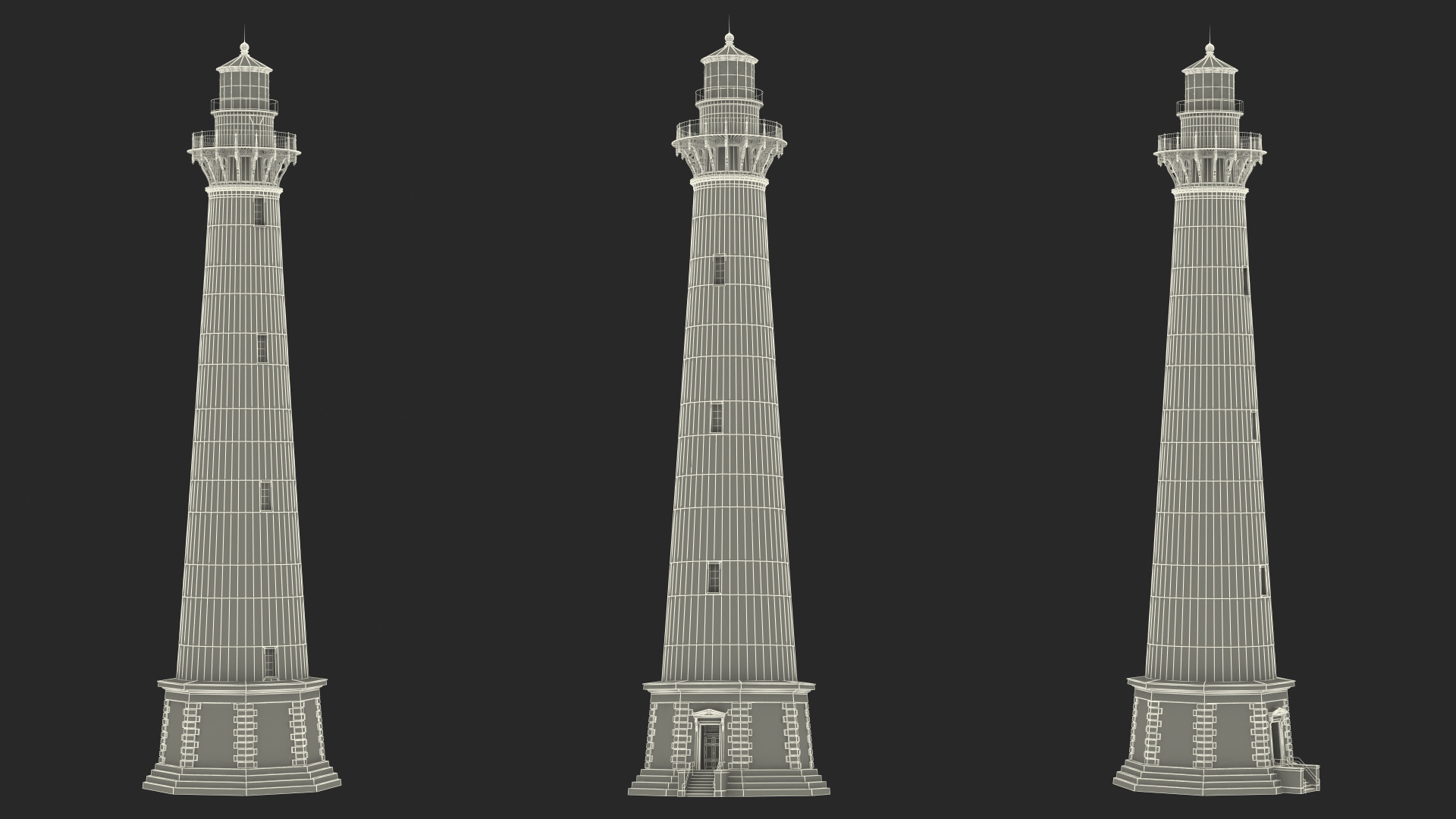 Red and White Striped Lighthouse 3D