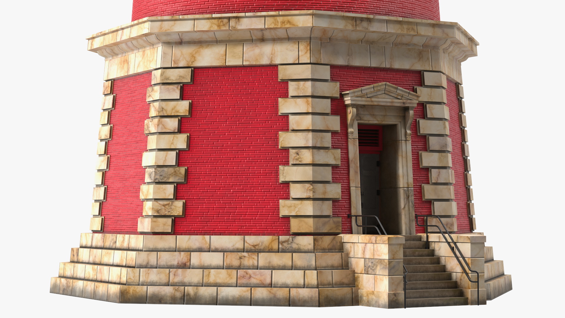 Red and White Striped Lighthouse 3D