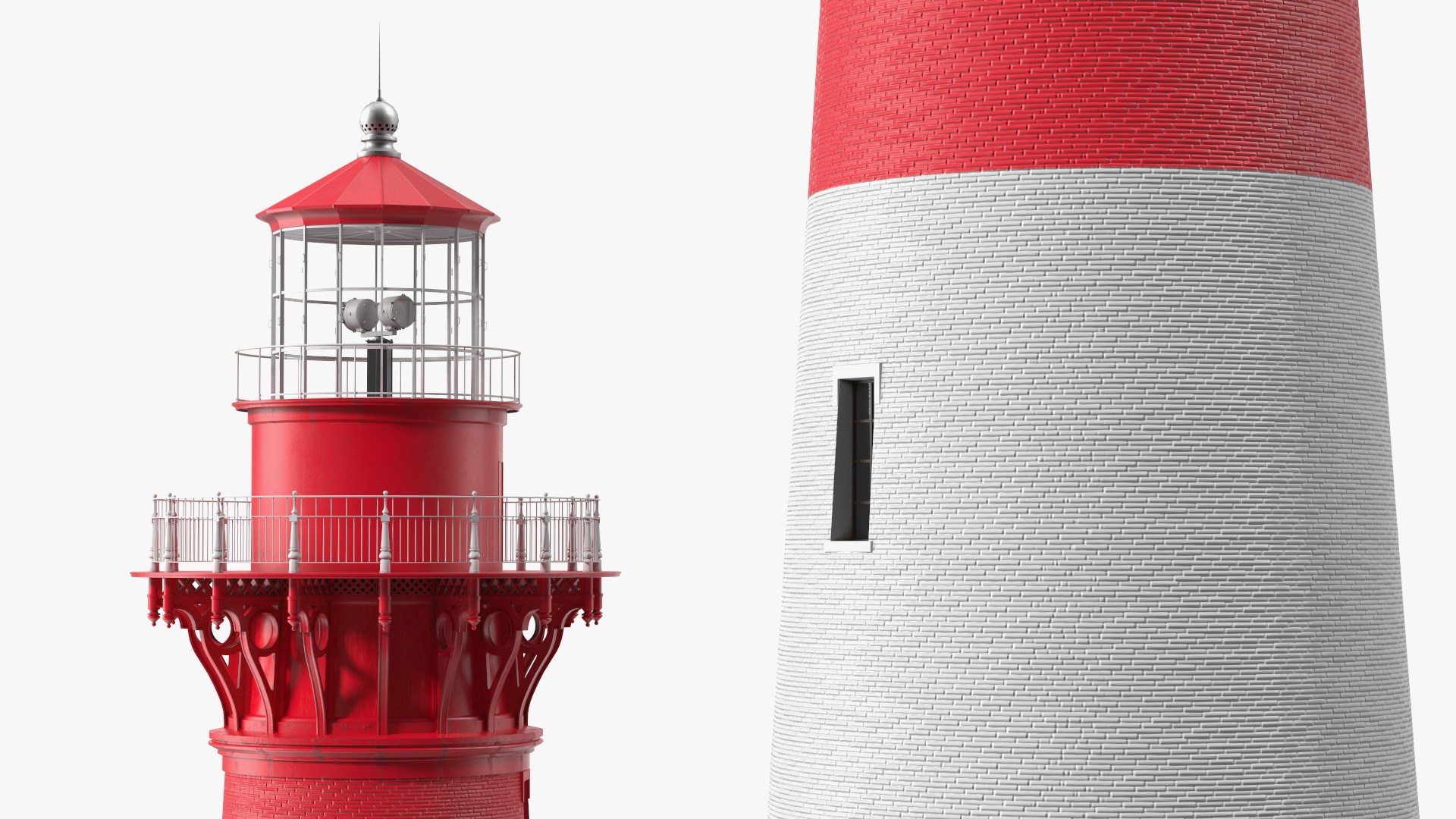 Red and White Striped Lighthouse 3D