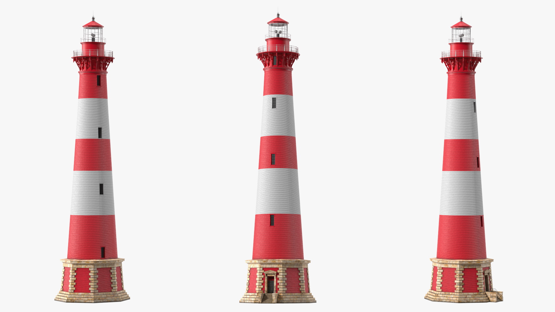 Red and White Striped Lighthouse 3D