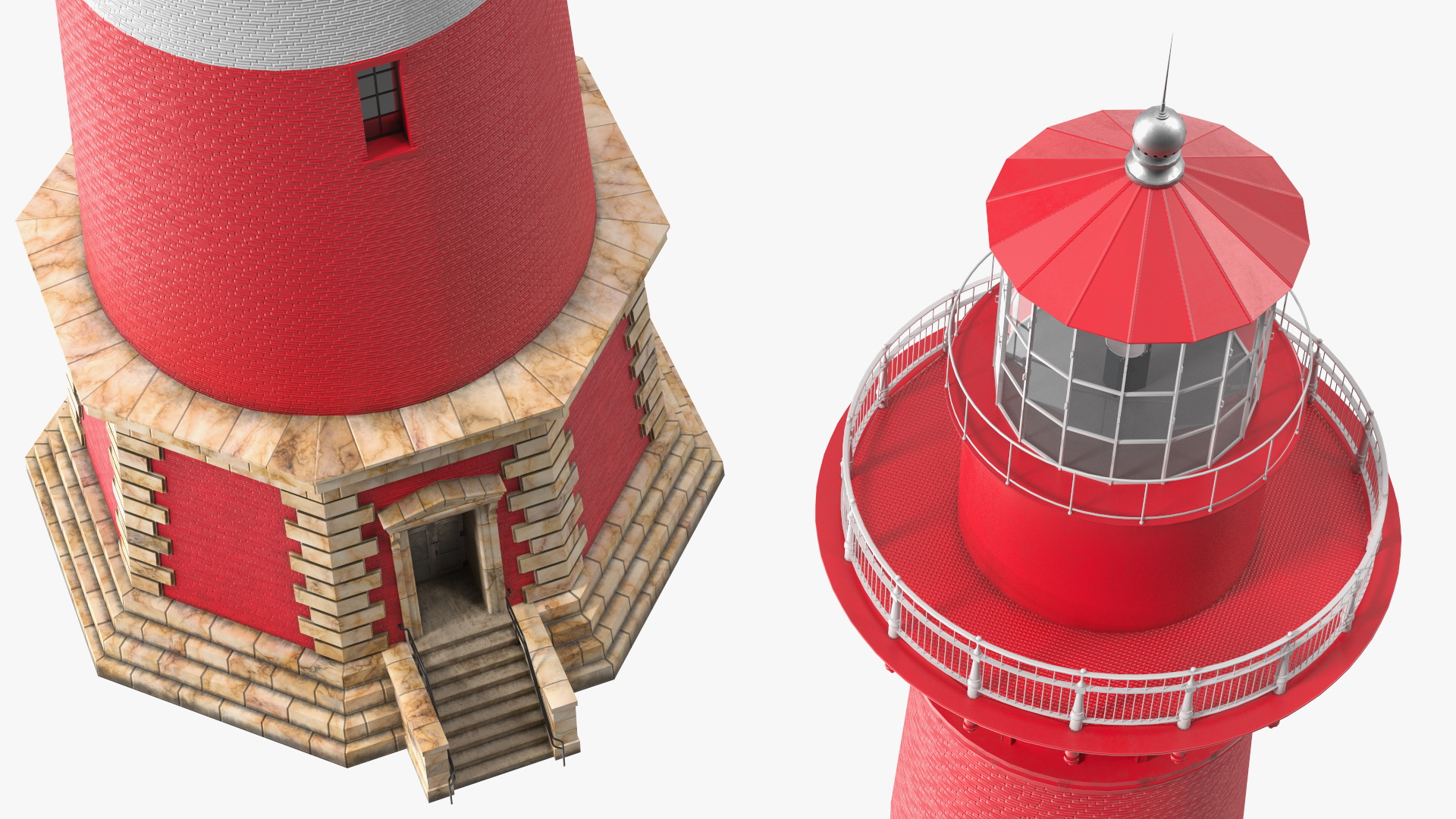 Red and White Striped Lighthouse 3D