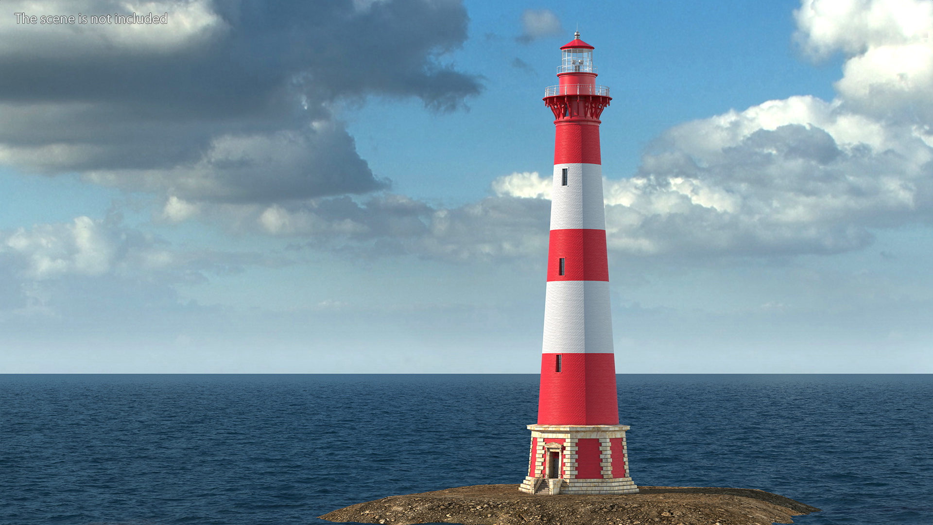 Red and White Striped Lighthouse 3D