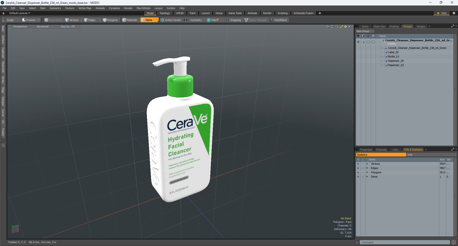 3D model CeraVe Cleanser Dispenser Bottle 236 ml Green