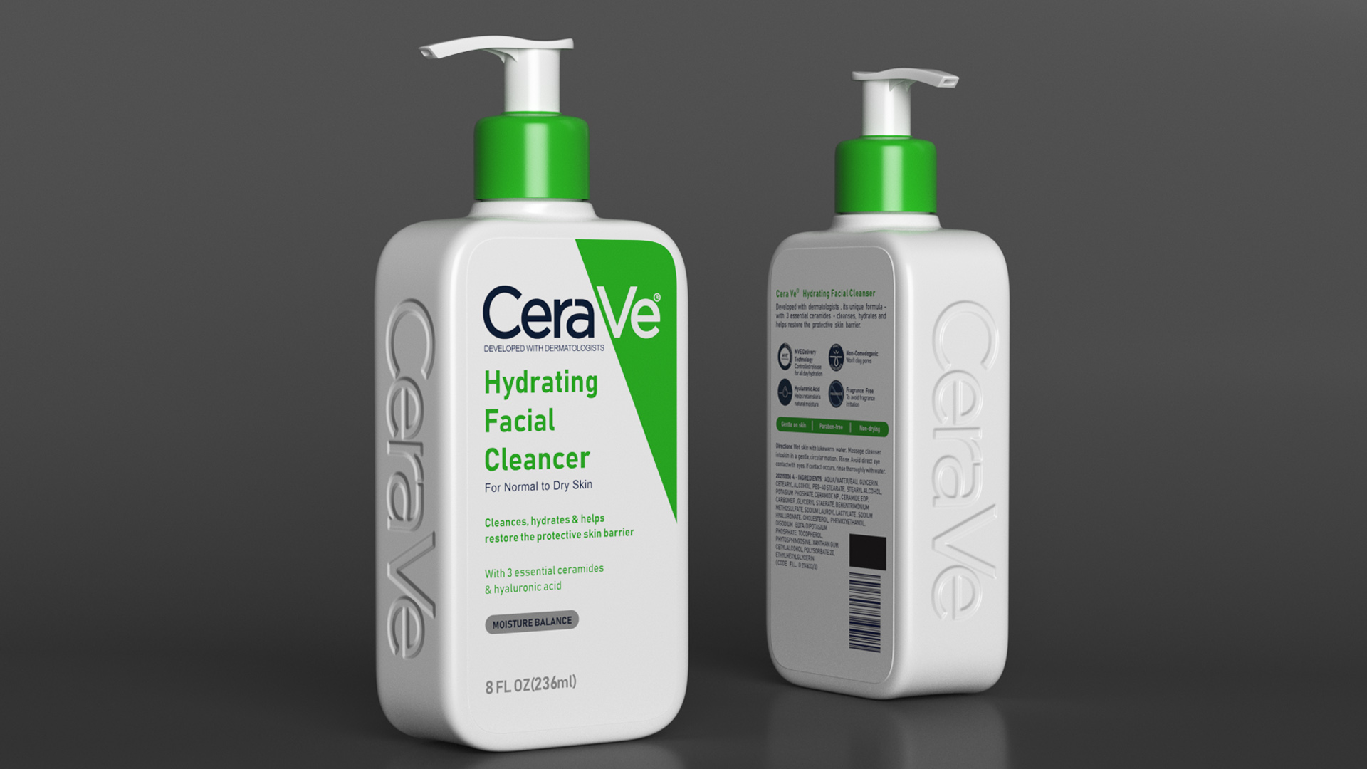 3D model CeraVe Cleanser Dispenser Bottle 236 ml Green