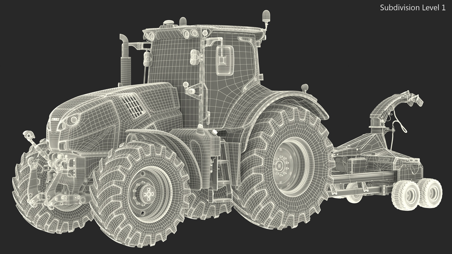 Tractor with Forage Harvester 3D model