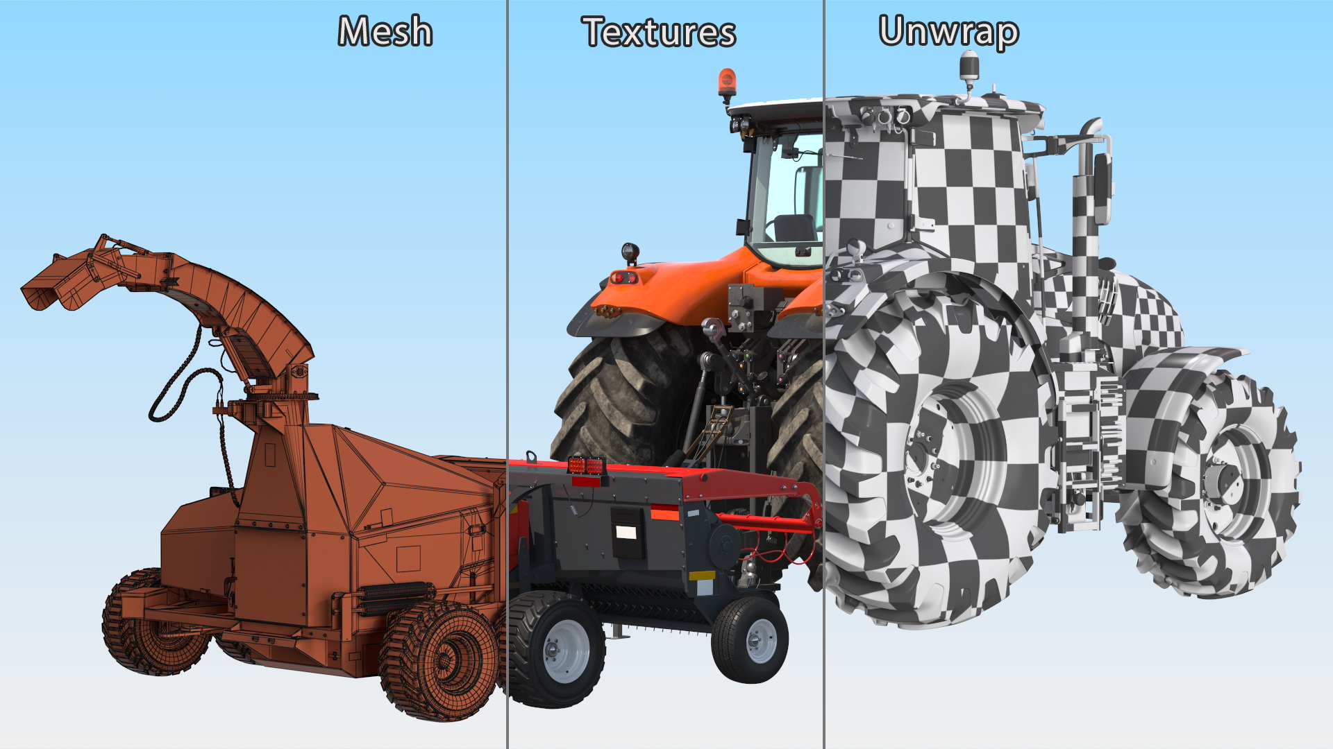 Tractor with Forage Harvester 3D model