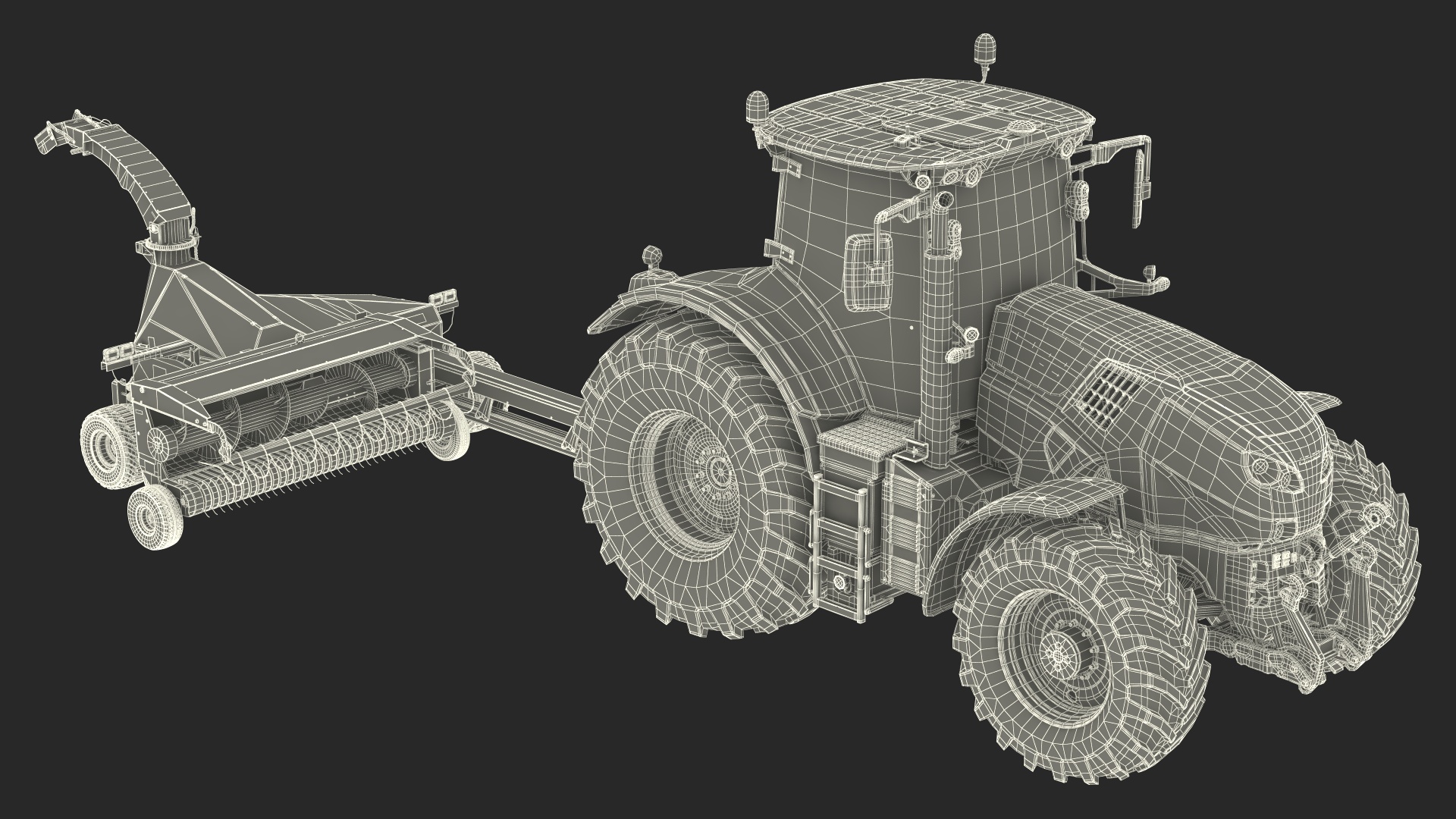 Tractor with Forage Harvester 3D model