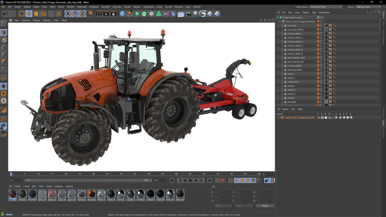 Tractor with Forage Harvester 3D model