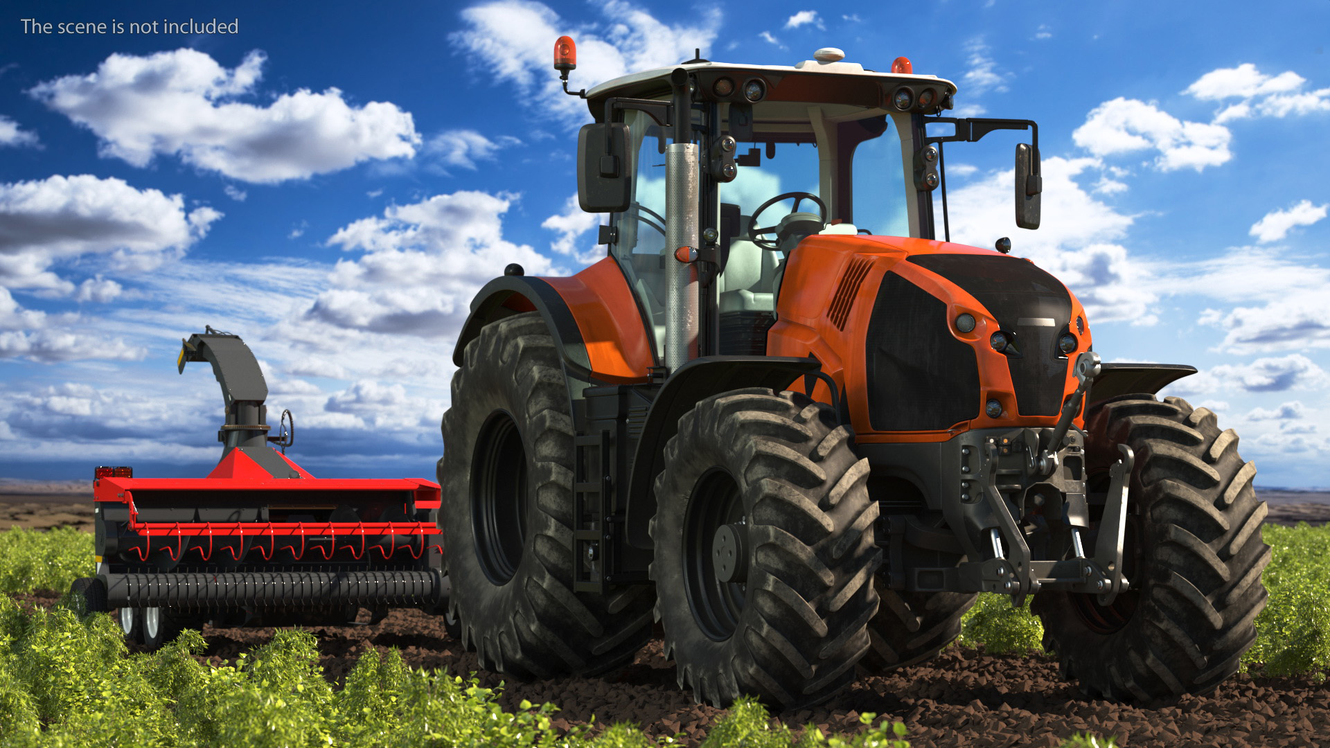 Tractor with Forage Harvester 3D model