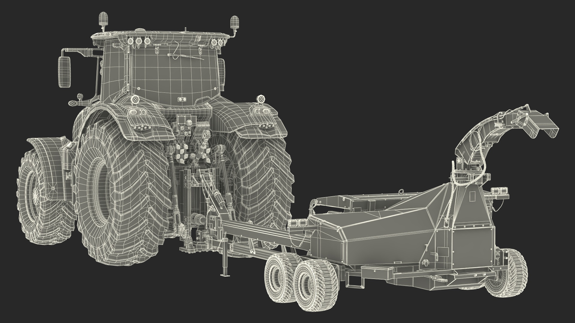 Tractor with Forage Harvester 3D model