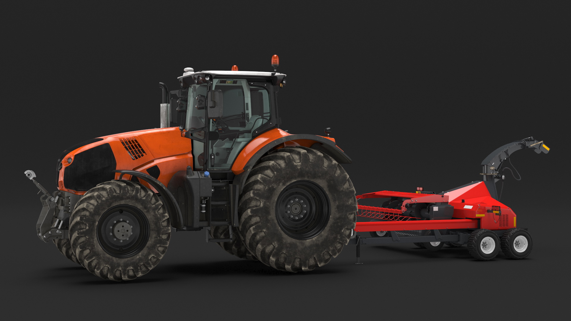 Tractor with Forage Harvester 3D model