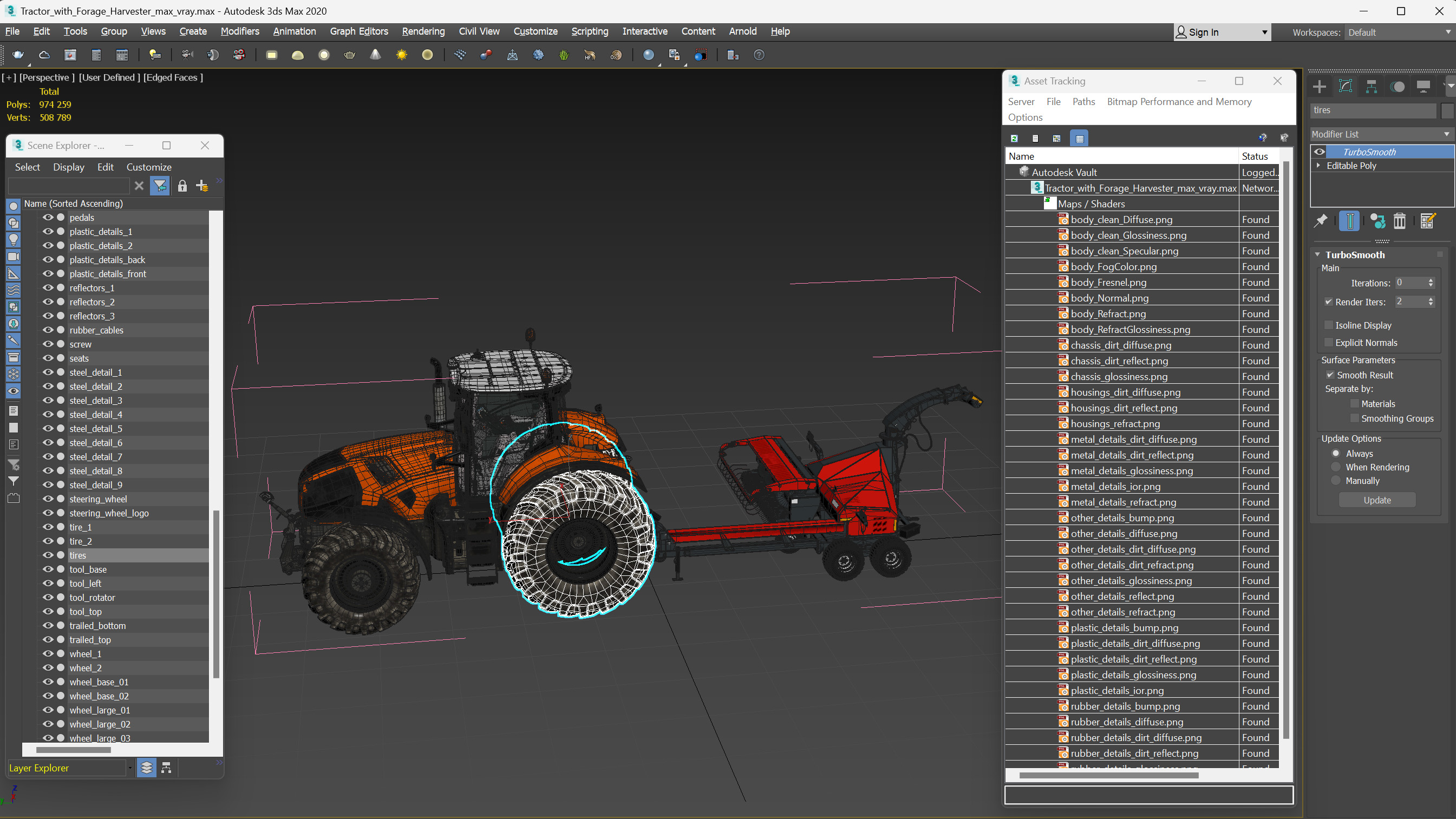 Tractor with Forage Harvester 3D model