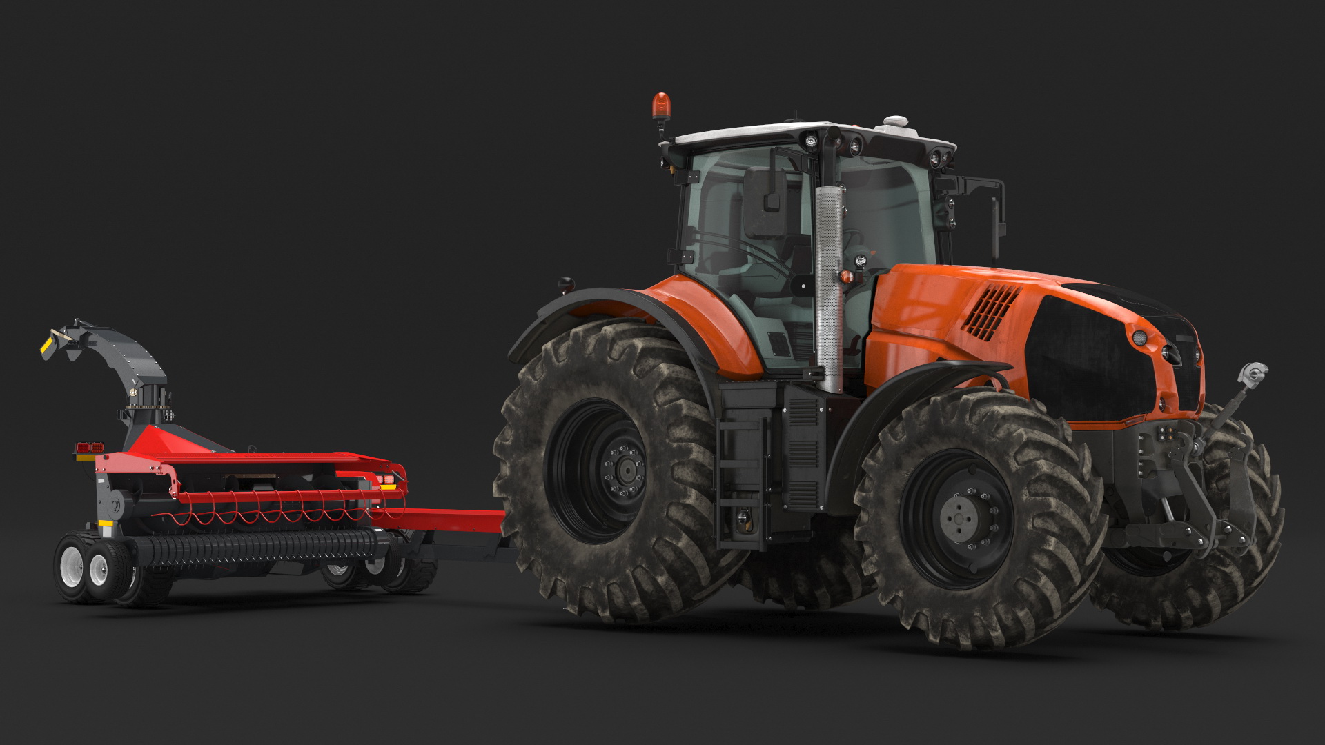 Tractor with Forage Harvester 3D model