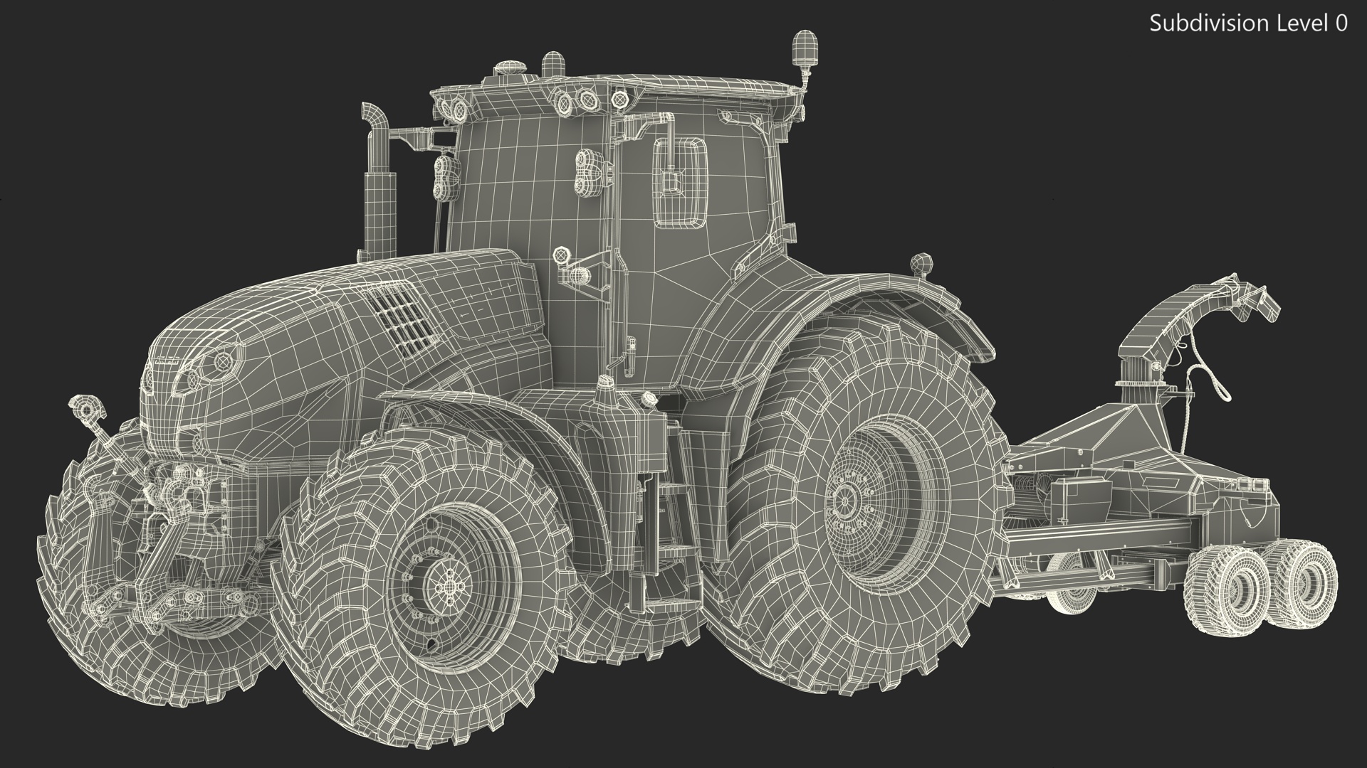 Tractor with Forage Harvester 3D model