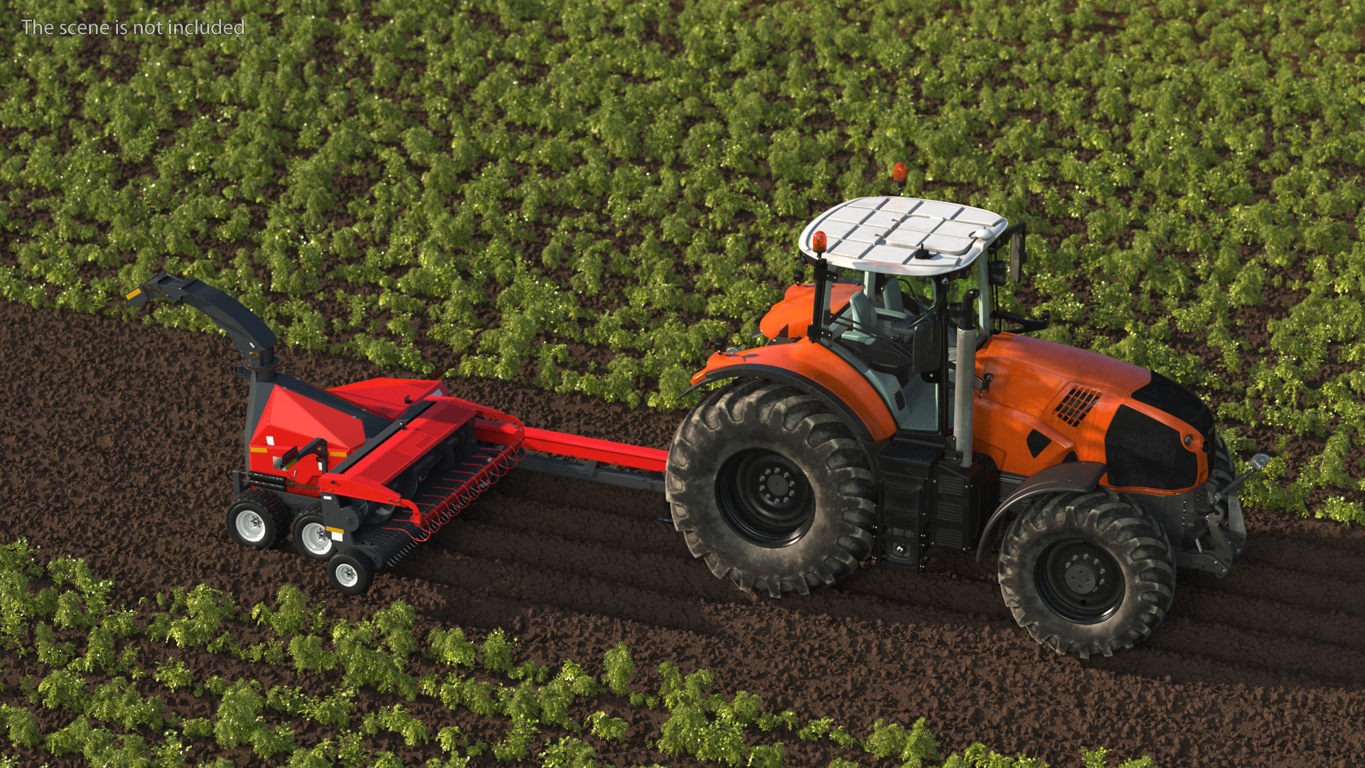 Tractor with Forage Harvester 3D model