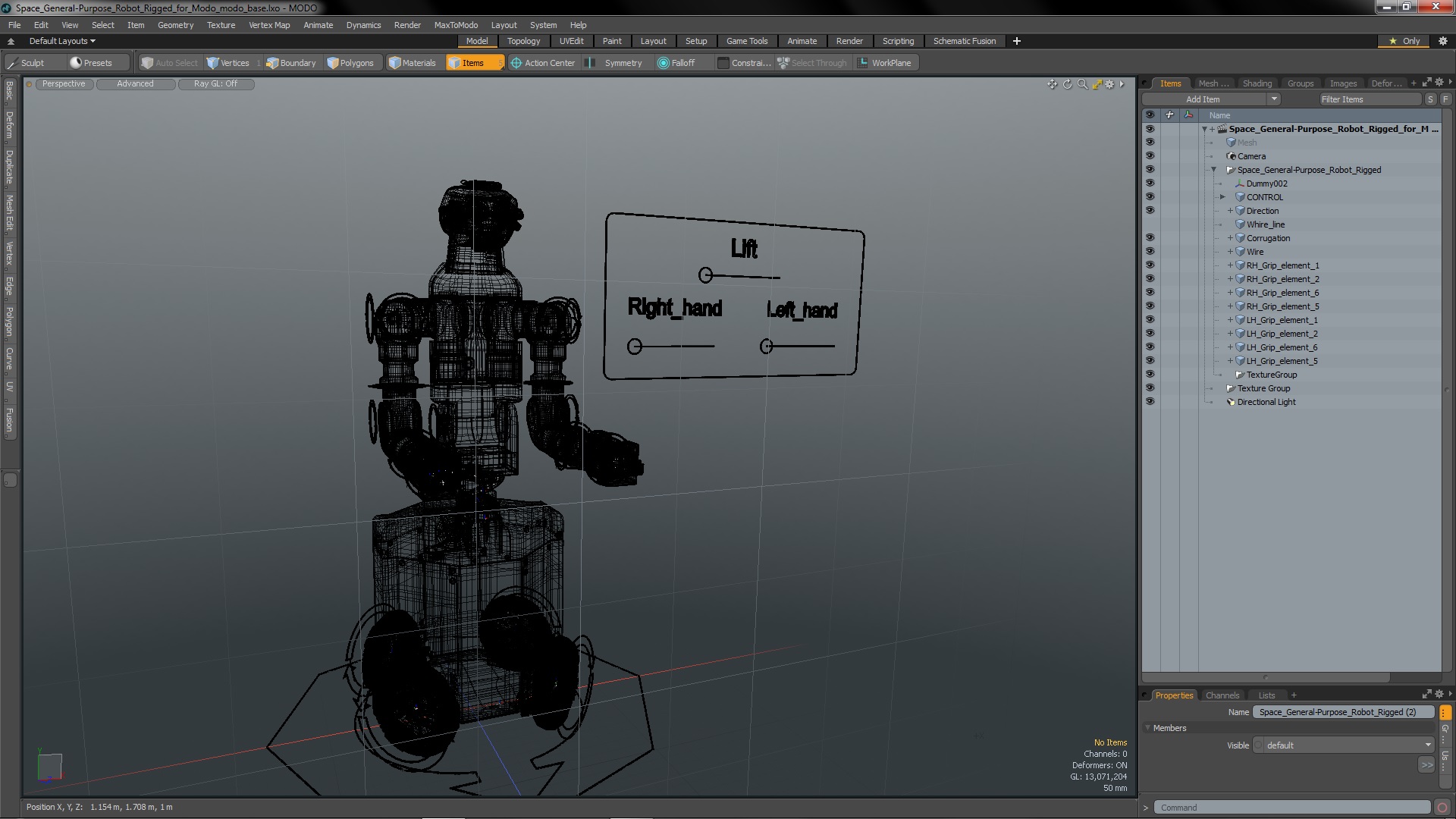 3D Space General-Purpose Robot Rigged for Modo model