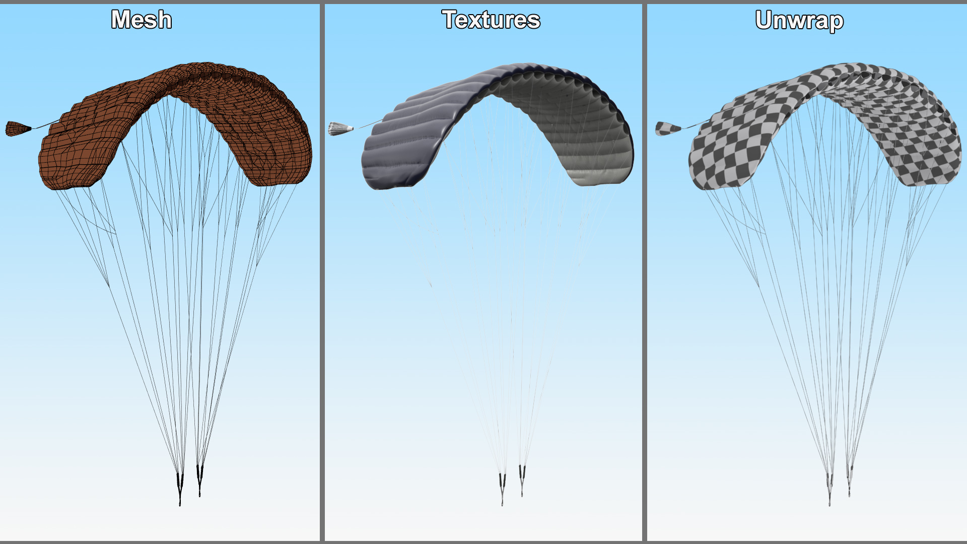 3D model Paraglider Parachute Blue