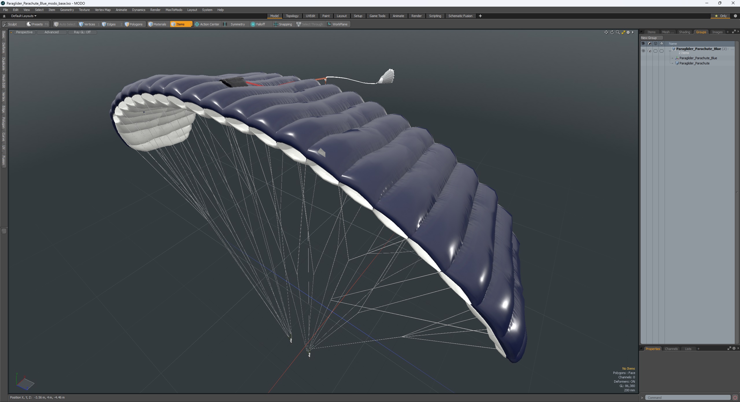 3D model Paraglider Parachute Blue