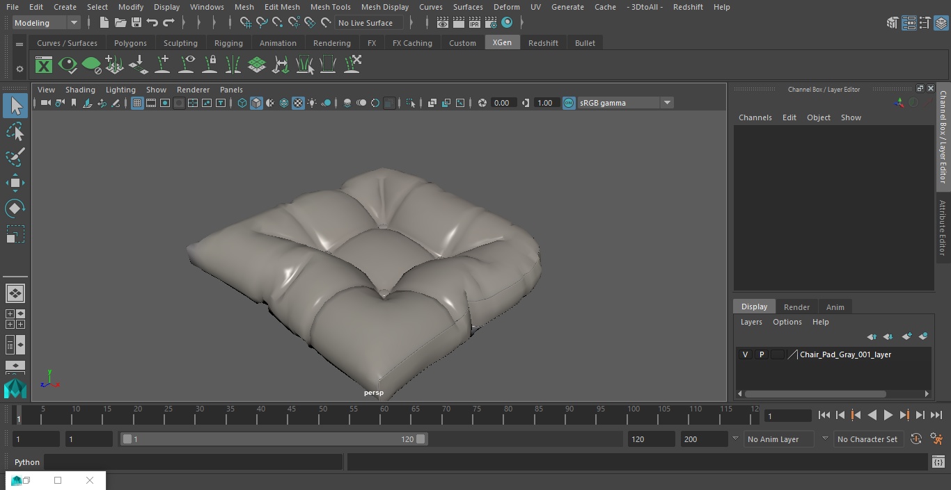 Chair Pad Gray 3D model