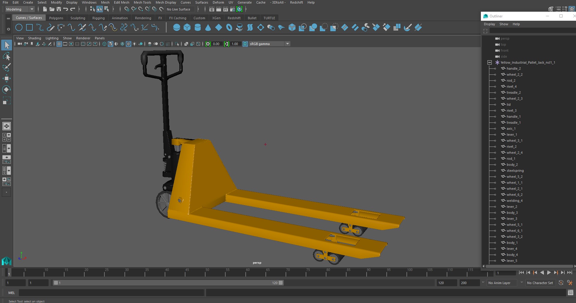 Yellow Industrial Pallet Jack 3D model