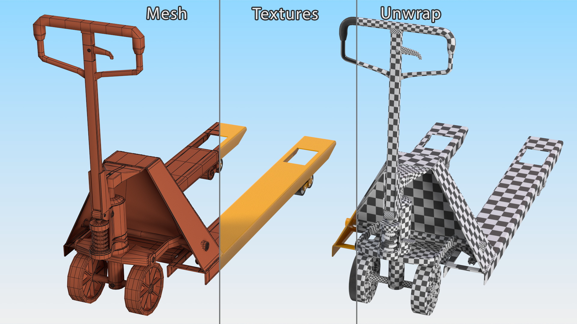 Yellow Industrial Pallet Jack 3D model