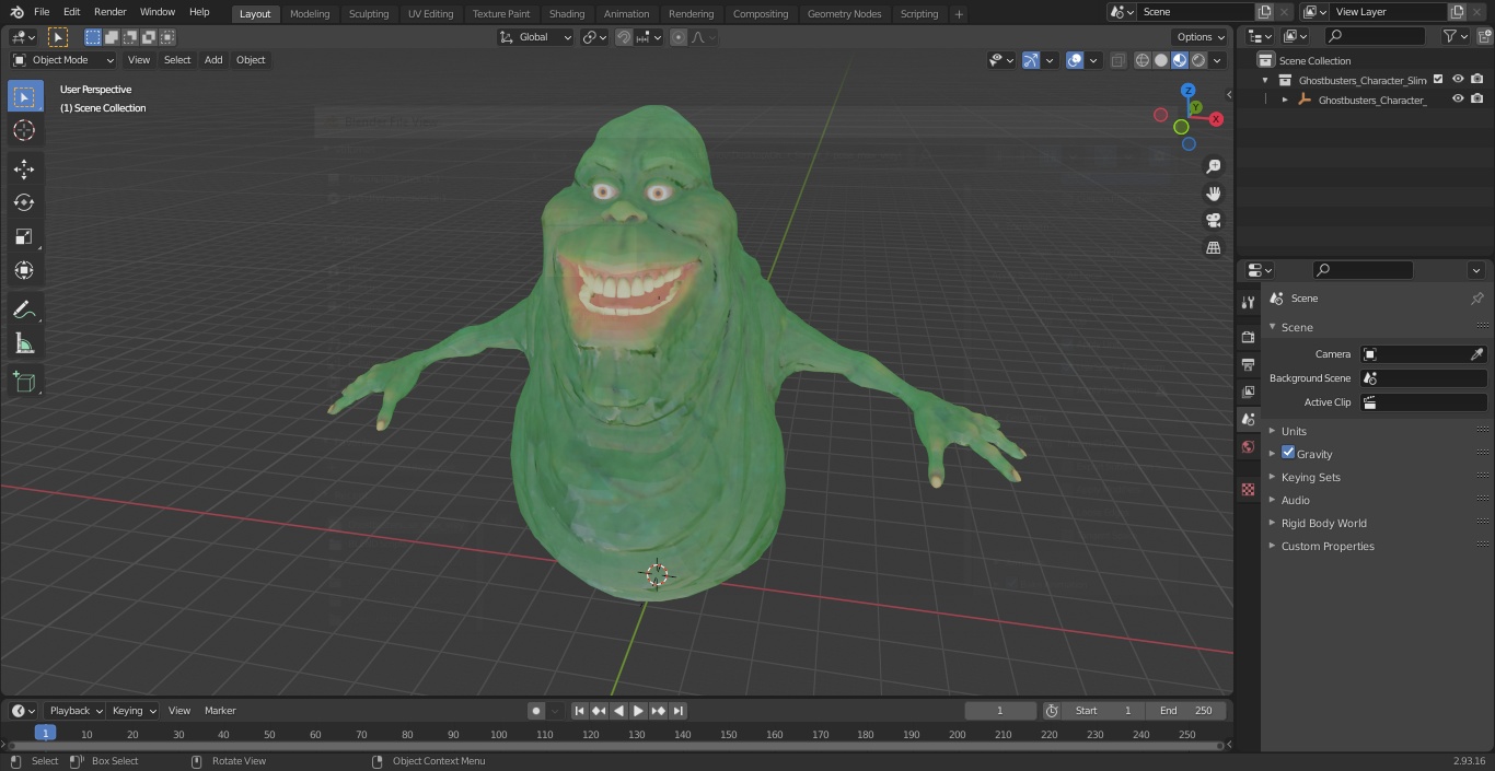 3D Ghostbusters Character Slimer T-pose