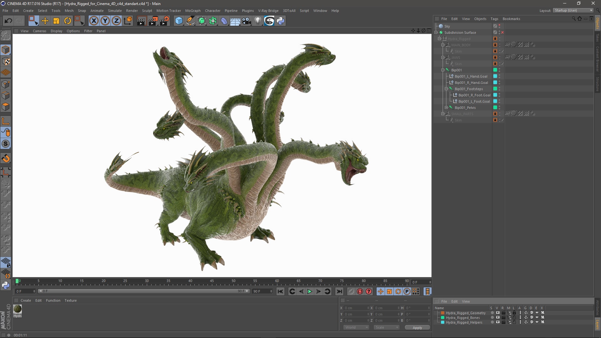 3D Hydra Rigged for Cinema 4D