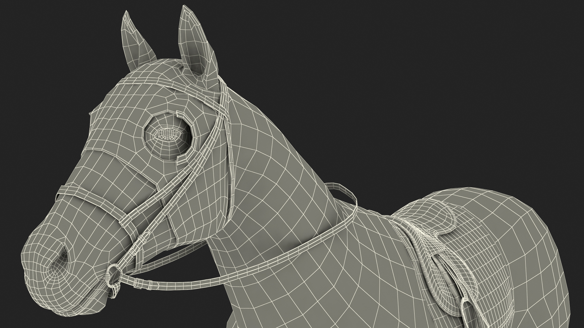 3D Black Racehorse Fur Rigged