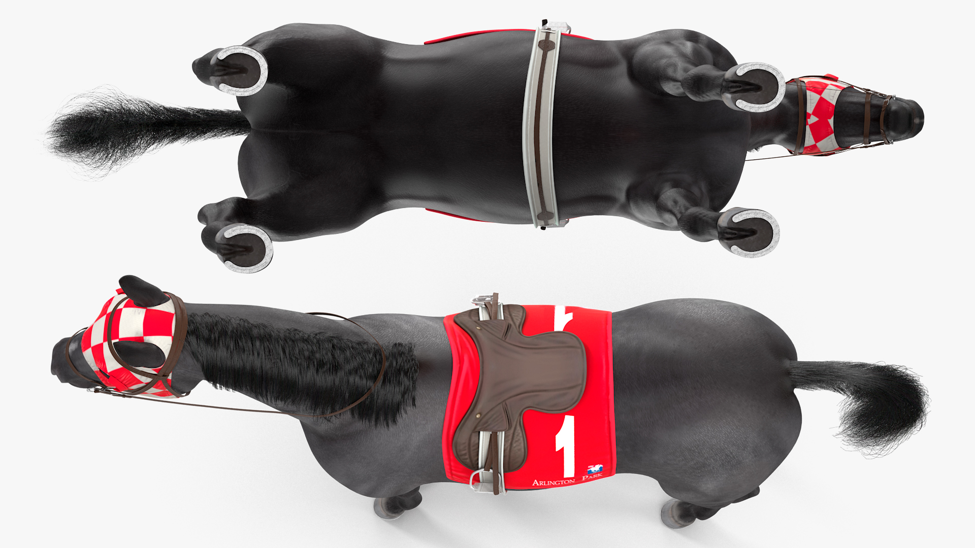 3D Black Racehorse Fur Rigged