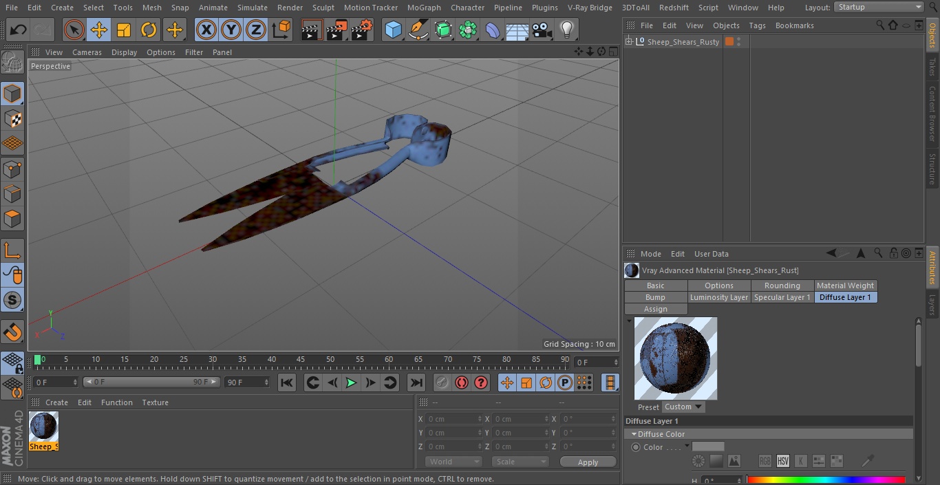3D Sheep Shears Rusty model