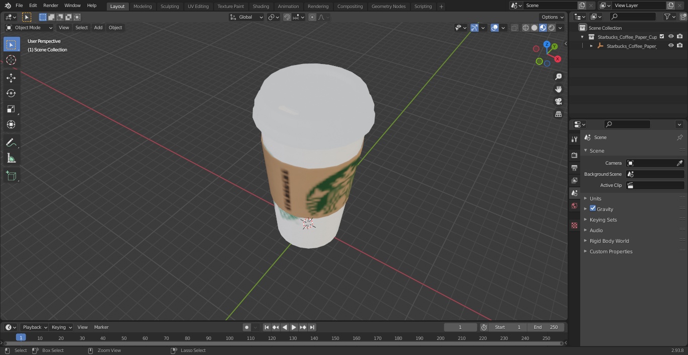 3D Starbucks Coffee Paper Cup