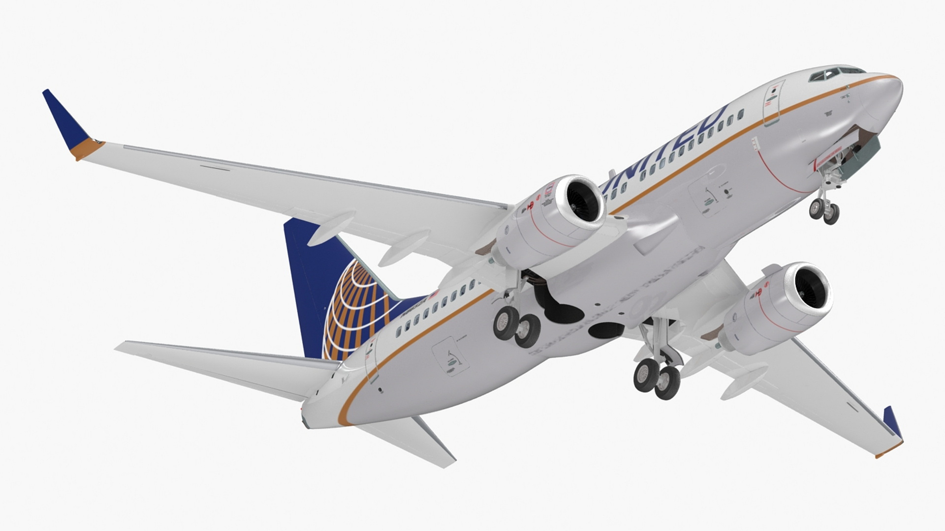 3D United Airlines Boeing 737-700 with Interior Rigged