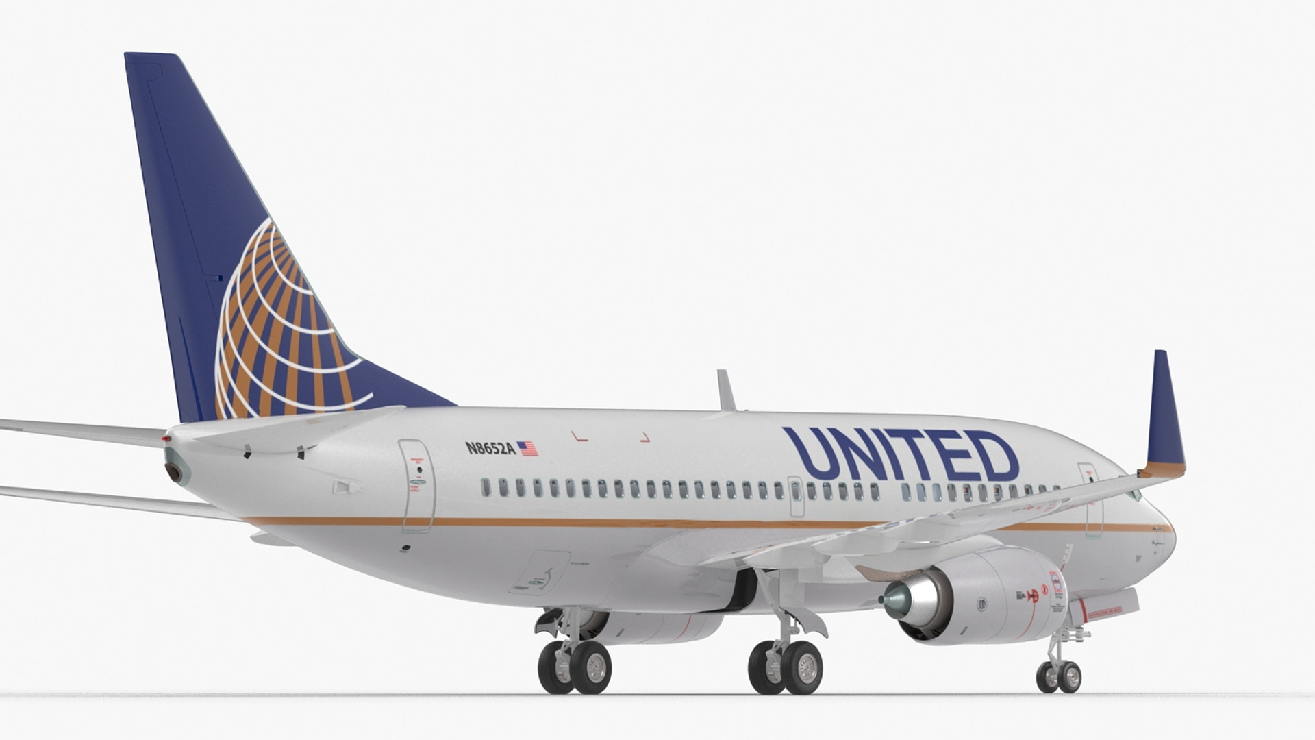 3D United Airlines Boeing 737-700 with Interior Rigged