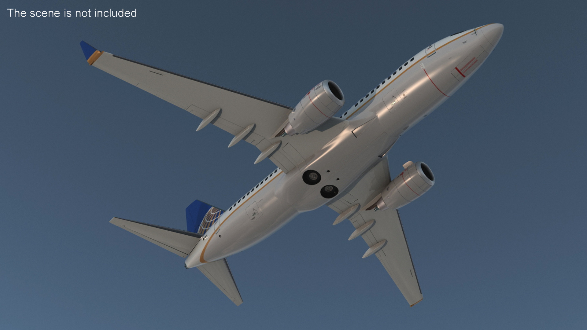 3D United Airlines Boeing 737-700 with Interior Rigged